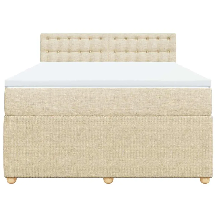 Sommier à lattes de lit avec matelas Crème 140x190 cm Tissu - 6