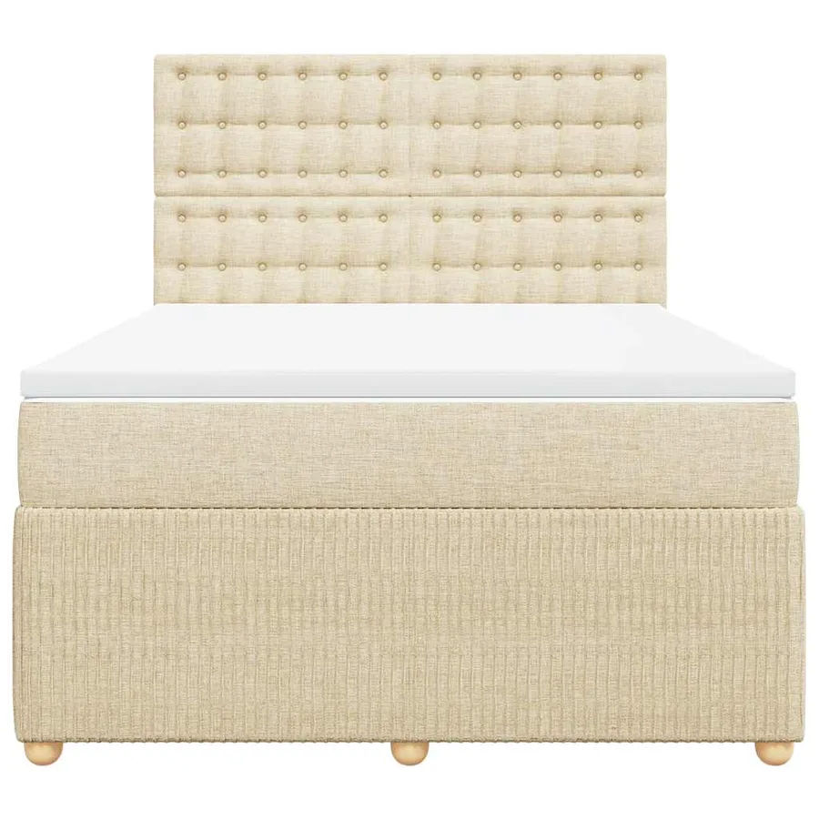 Sommier à lattes de lit avec matelas Crème 140x190 cm Tissu - 4
