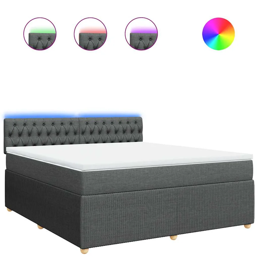 Sommier à lattes de lit avec matelas Gris foncé 180x200cm Tissu - 2