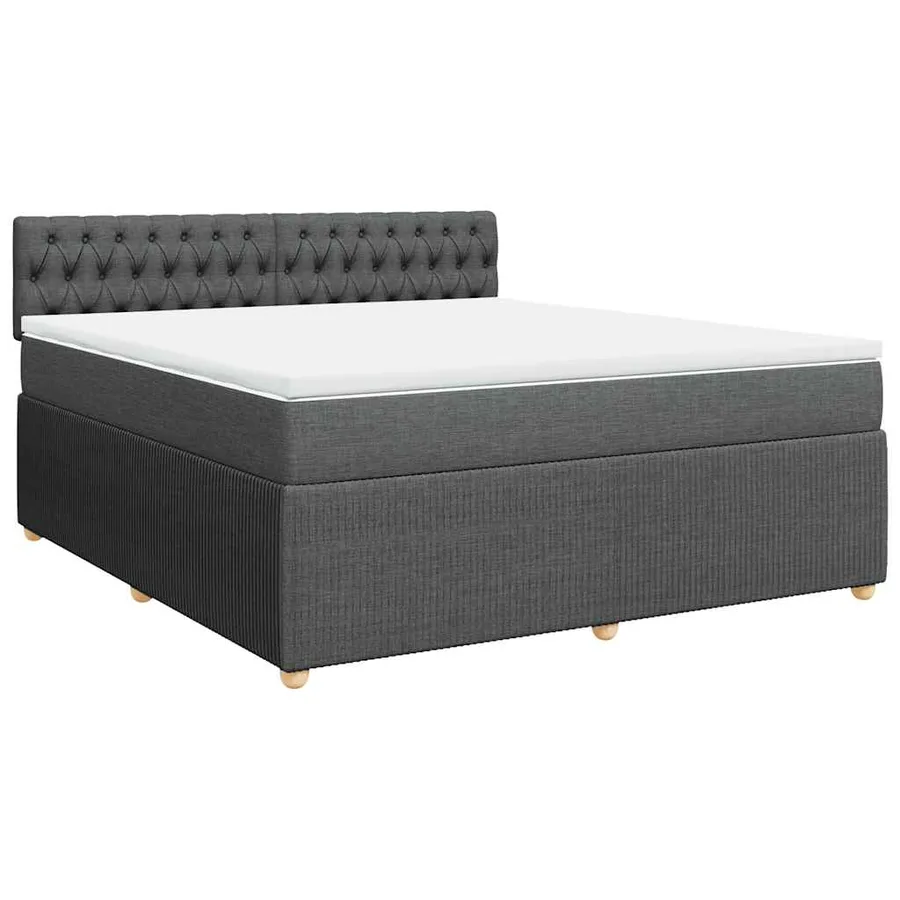 Sommier à lattes de lit avec matelas Gris foncé 180x200cm Tissu - 3