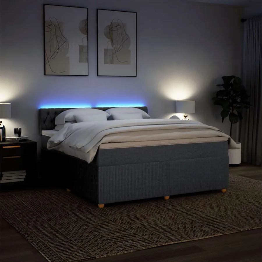 Sommier à lattes de lit avec matelas Gris foncé 180x200cm Tissu - 5
