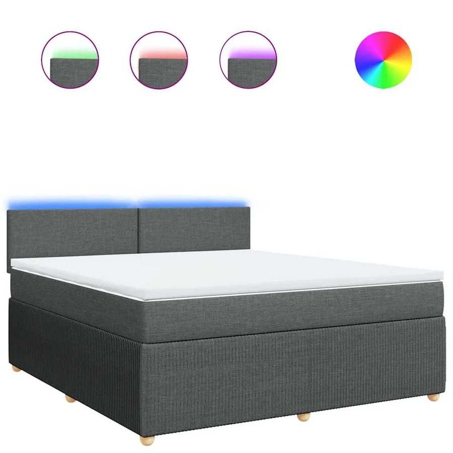 Sommier à lattes de lit avec matelas Gris foncé 180x200cm Tissu - 2
