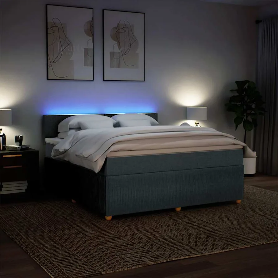 Sommier à lattes de lit avec matelas Gris foncé 180x200cm Tissu - 5
