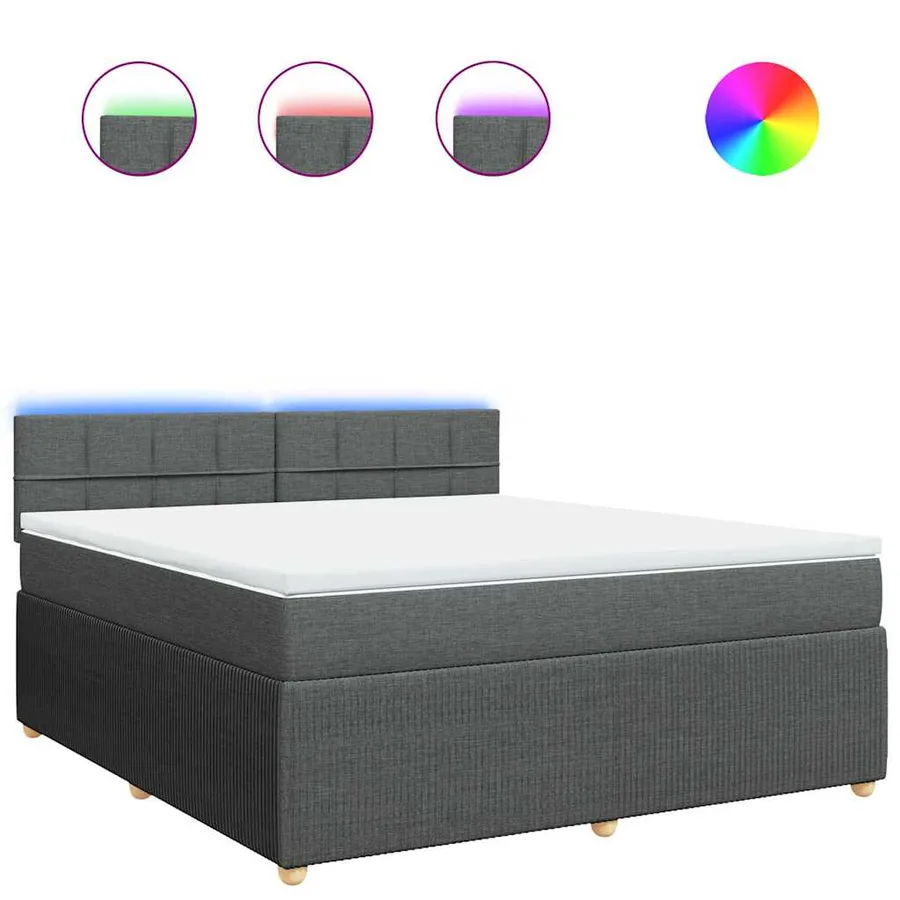 Sommier à lattes de lit avec matelas Gris foncé 180x200cm Tissu - 2