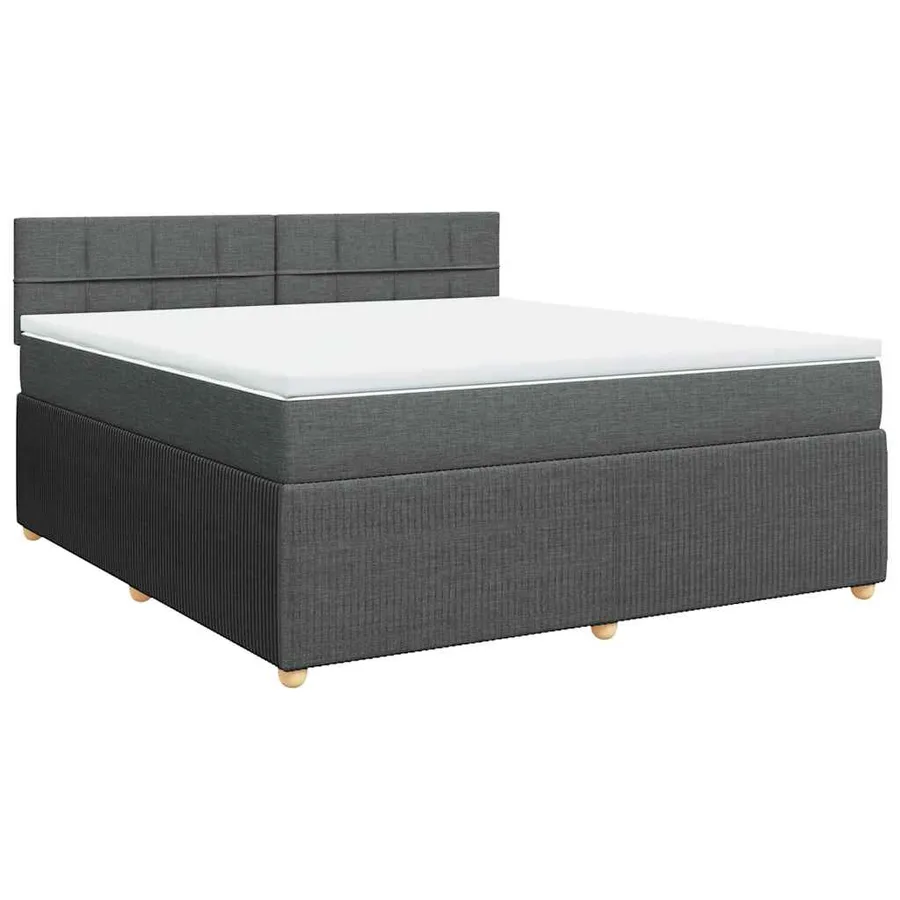 Sommier à lattes de lit avec matelas Gris foncé 180x200cm Tissu - 3