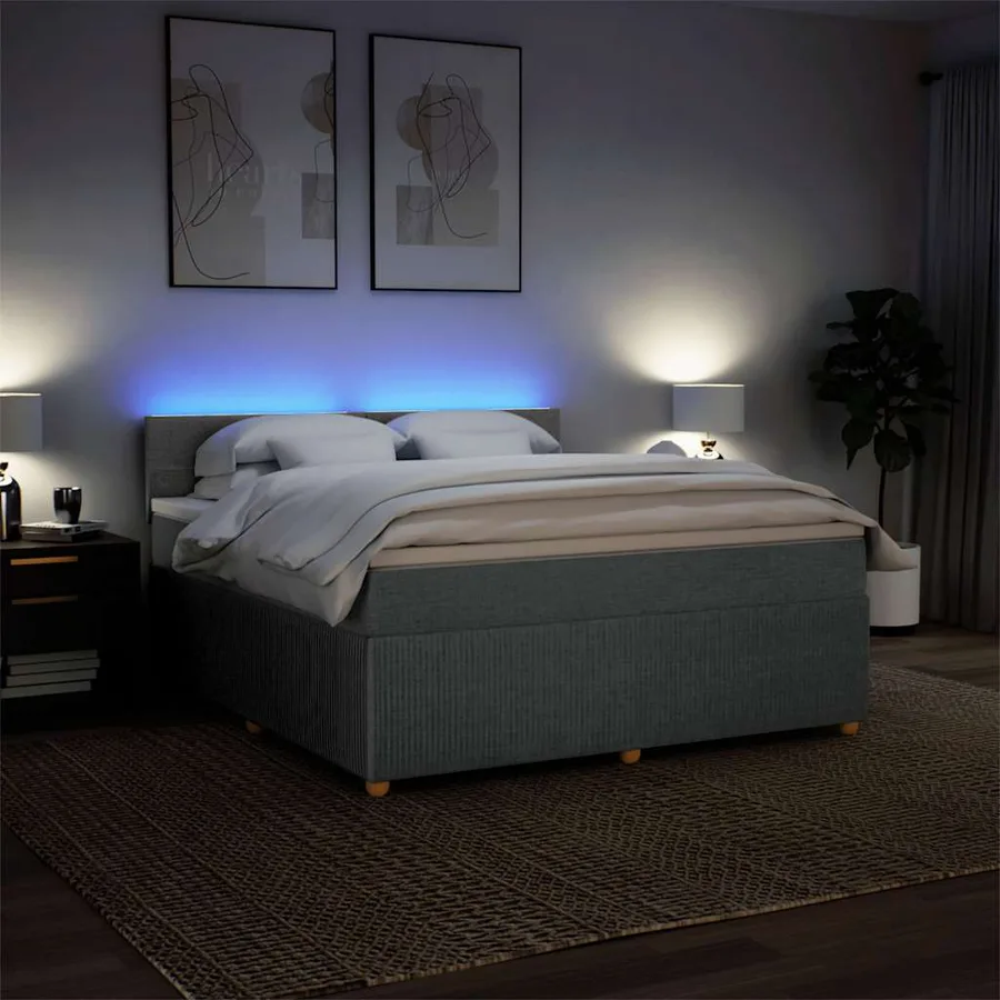Sommier à lattes de lit avec matelas Gris foncé 180x200cm Tissu - 5