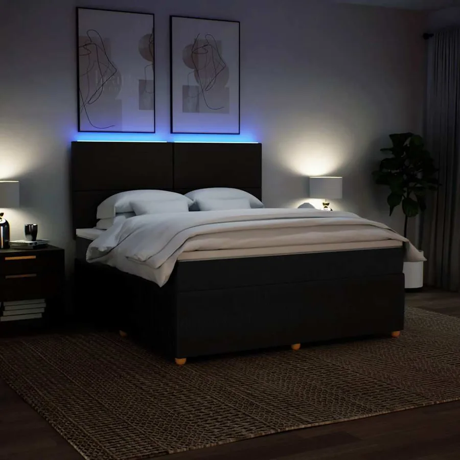 Sommier à lattes de lit avec matelas Noir 180x200 cm Tissu - 4