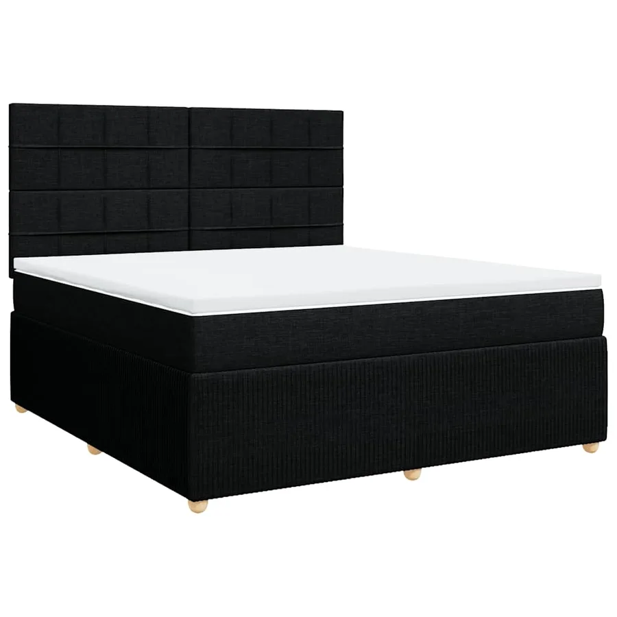 Sommier à lattes de lit avec matelas Noir 180x200 cm Tissu - 2