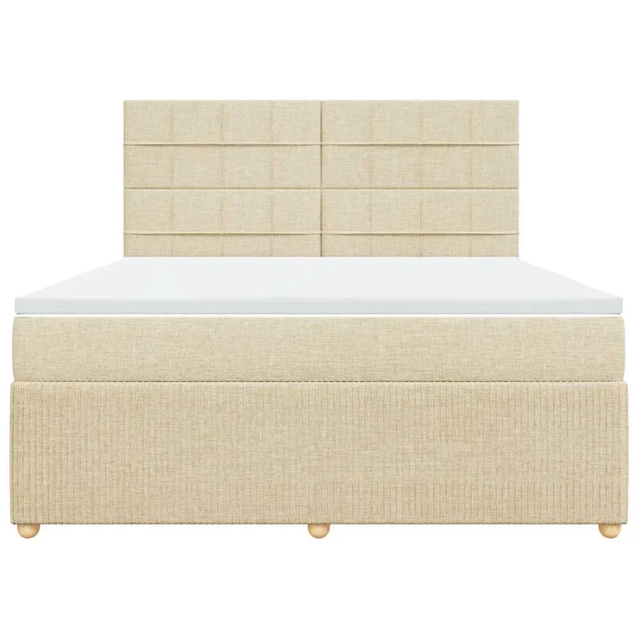 Sommier à lattes de lit avec matelas Crème 180x200 cm Tissu - 4