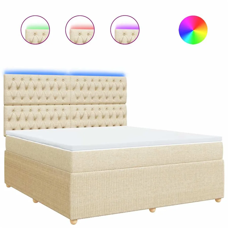 Sommier à lattes de lit avec matelas Crème 180x200 cm Tissu - 2