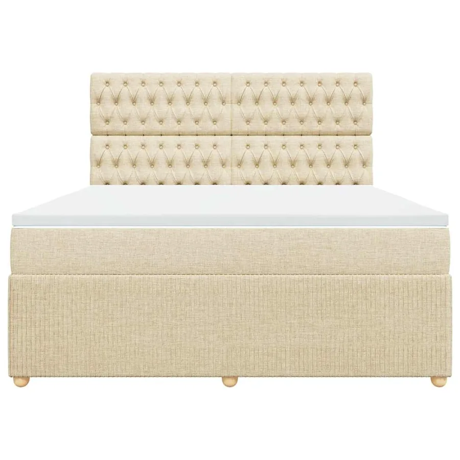 Sommier à lattes de lit avec matelas Crème 180x200 cm Tissu - 6