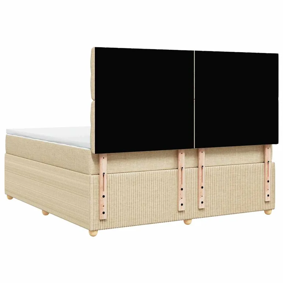 Sommier à lattes de lit avec matelas Crème 180x200 cm Tissu - 8