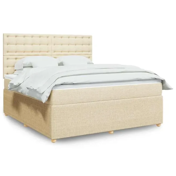 Sommier à lattes de lit avec matelas Crème 180x200 cm Tissu