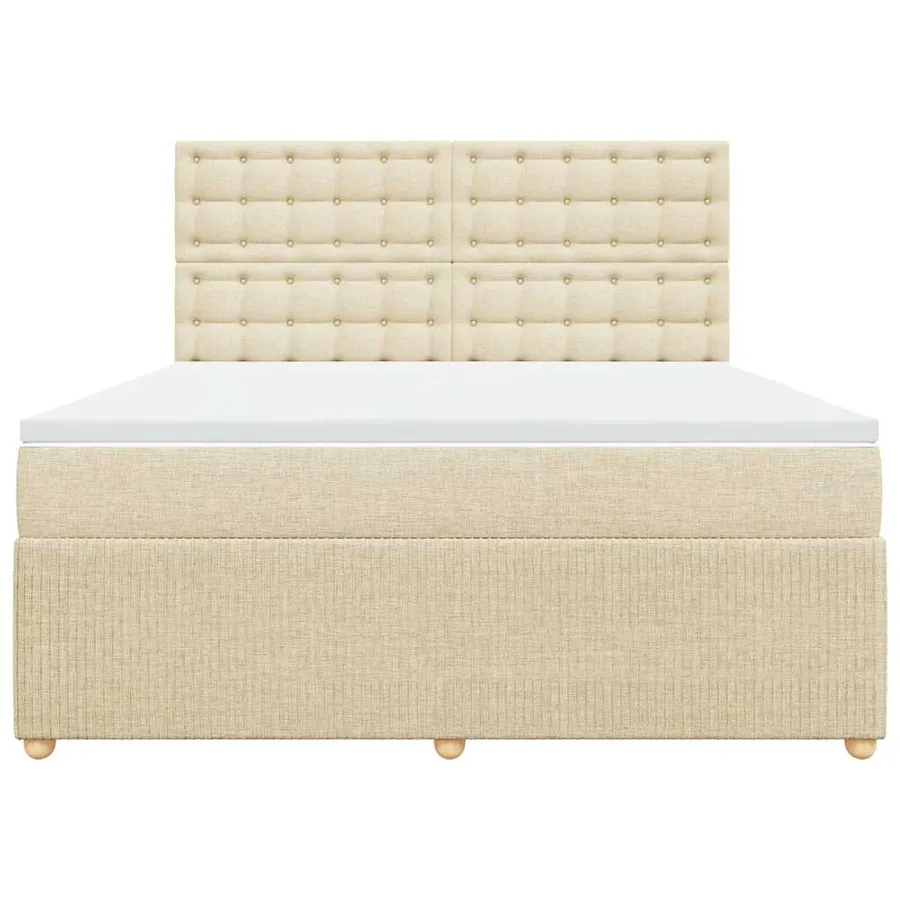 Sommier à lattes de lit avec matelas Crème 180x200 cm Tissu - 4