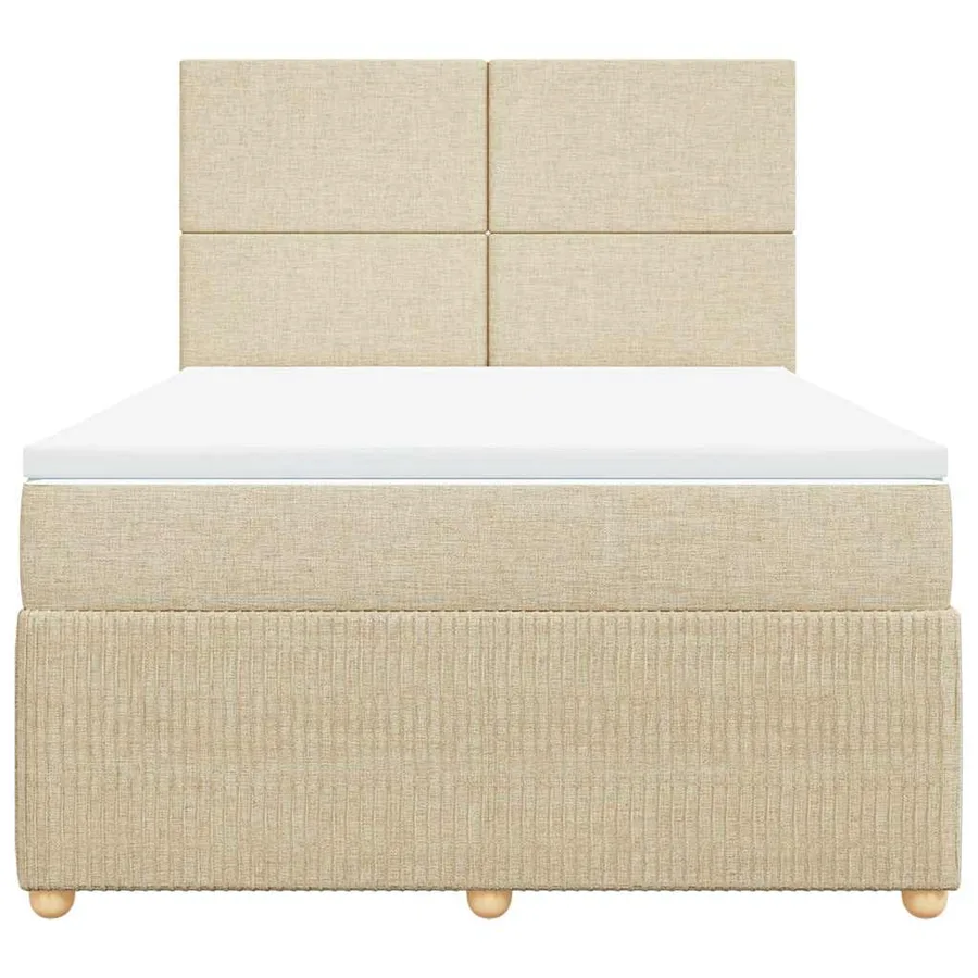Sommier à lattes de lit avec matelas Crème 160x200 cm Tissu - 6