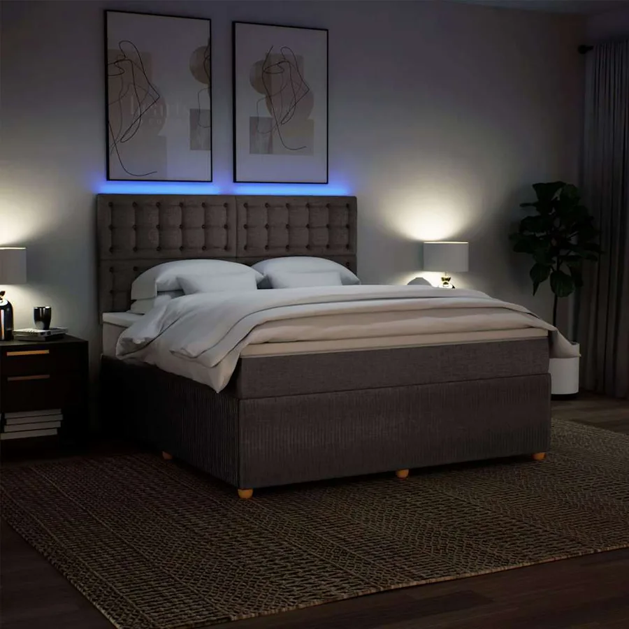 Sommier à lattes de lit avec matelas Taupe 180x200 cm Tissu - 4