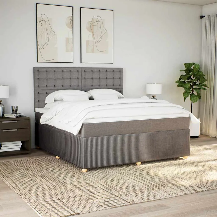 Sommier à lattes de lit avec matelas Taupe 180x200 cm Tissu - 5