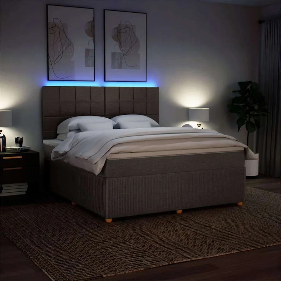 Sommier à lattes de lit avec matelas Taupe 180x200 cm Tissu - 4