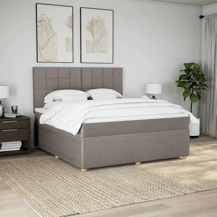 Sommier à lattes de lit avec matelas Taupe 180x200 cm Tissu - 5