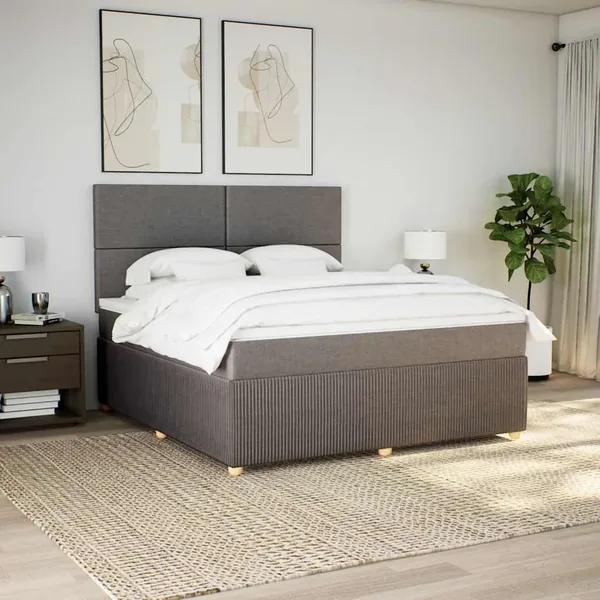 Sommier à lattes de lit avec matelas Taupe 180x200 cm Tissu