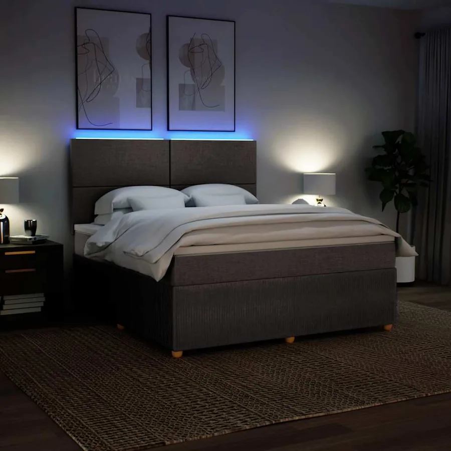 Sommier à lattes de lit avec matelas Taupe 180x200 cm Tissu - 4