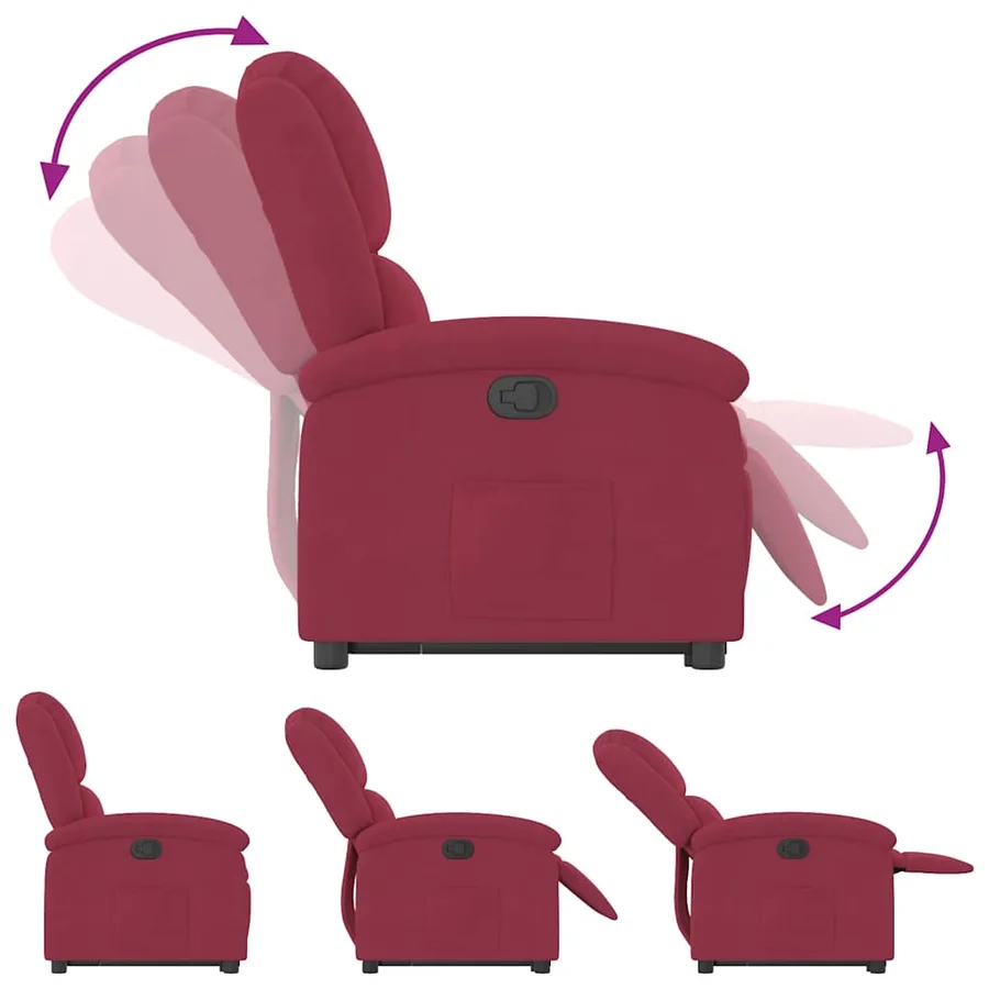 Fauteuil inclinable Rouge bordeaux Velours - 7
