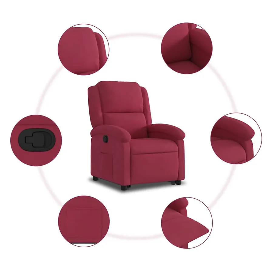 Fauteuil inclinable Rouge bordeaux Velours - 8