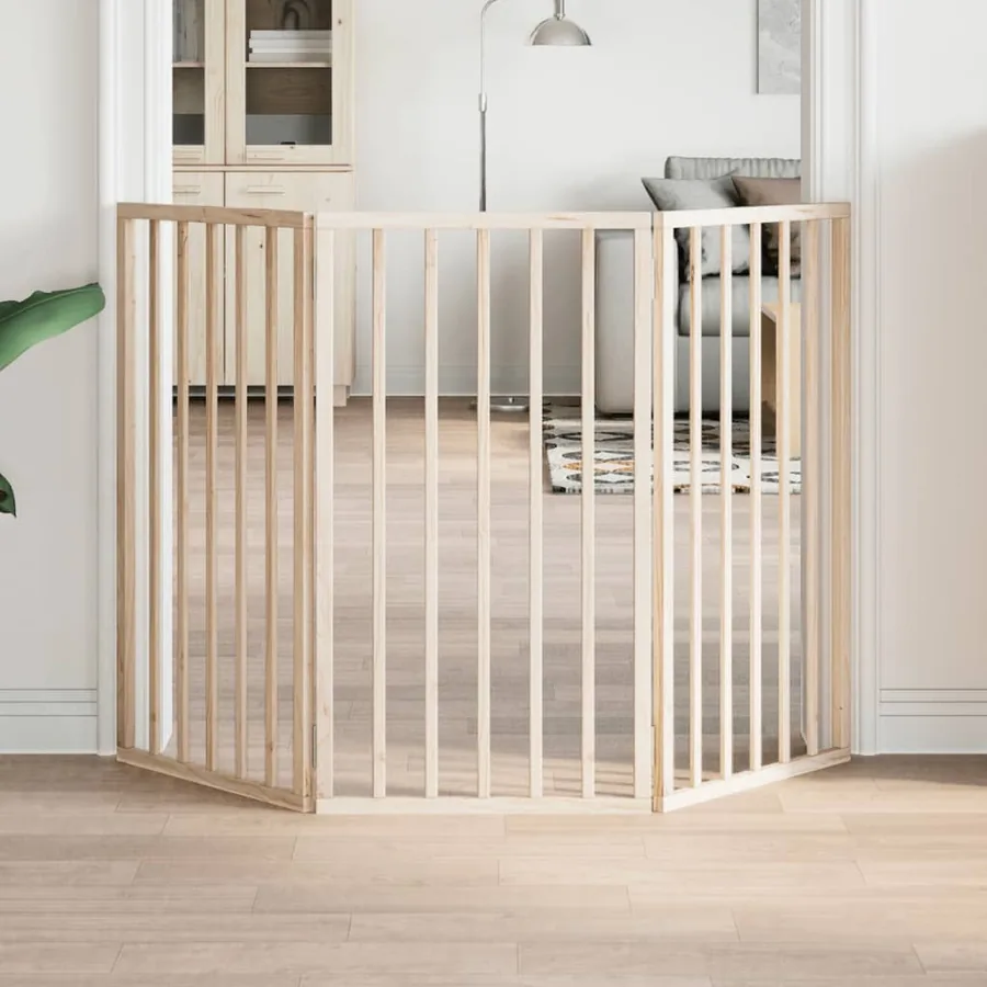 Barrière pour chien pliable à 3 panneaux 150 cm Bois de peuplier