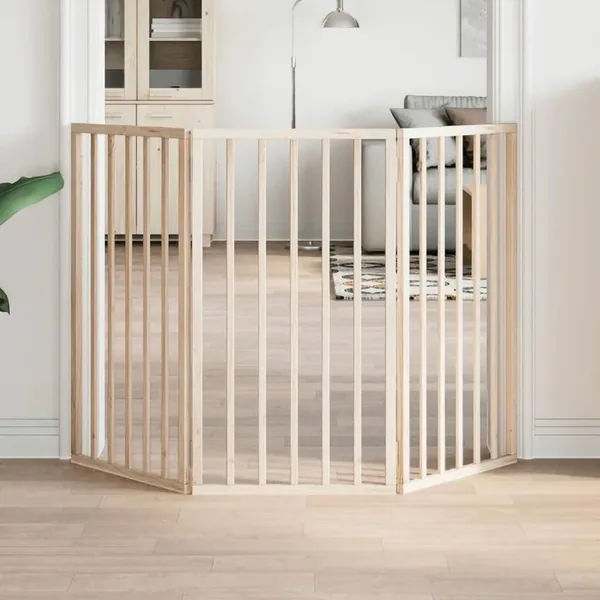 Barrière pour chien pliable à 3 panneaux 150 cm Bois de peuplier