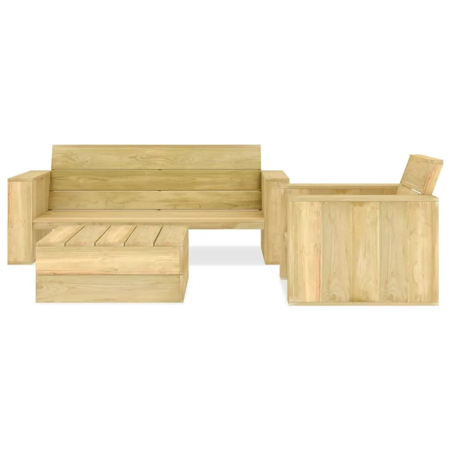 Salon de jardin 3 pcs Bois de pin imprégné - 2