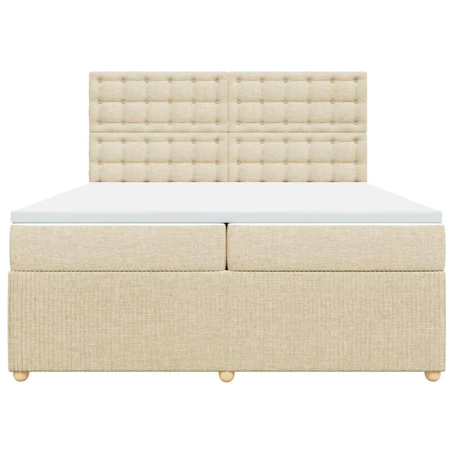 Sommier à lattes de lit avec matelas Crème 200x200 cm Tissu - 4