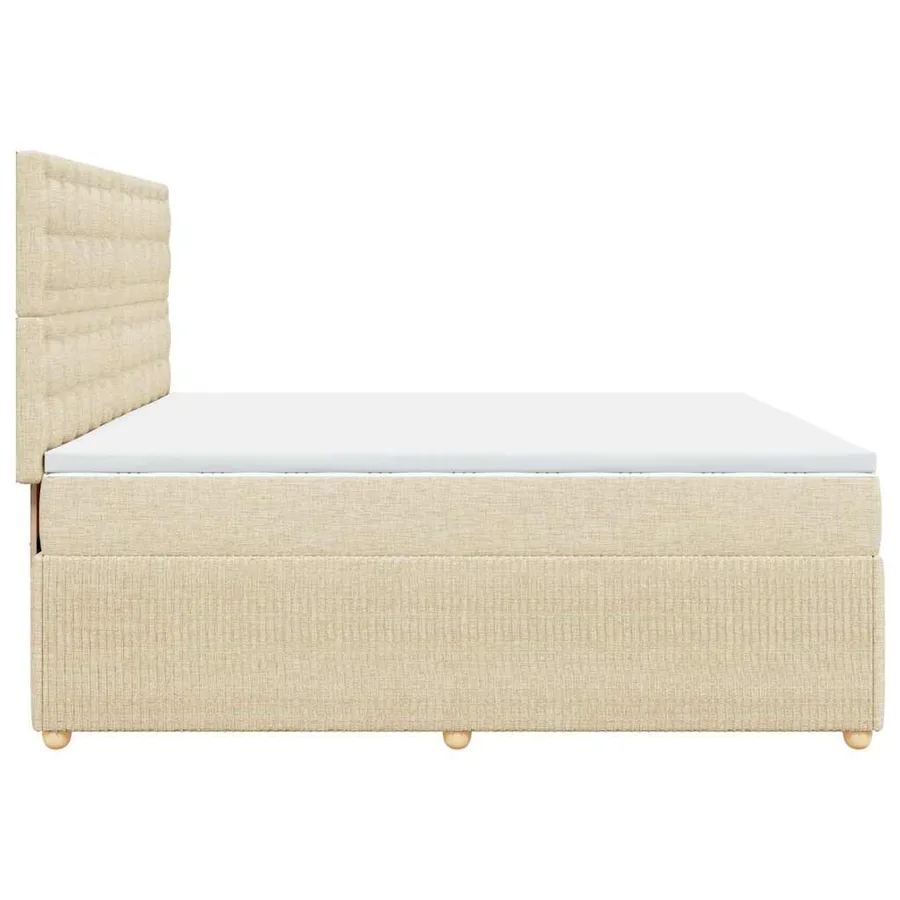 Sommier à lattes de lit avec matelas Crème 200x200 cm Tissu - 5