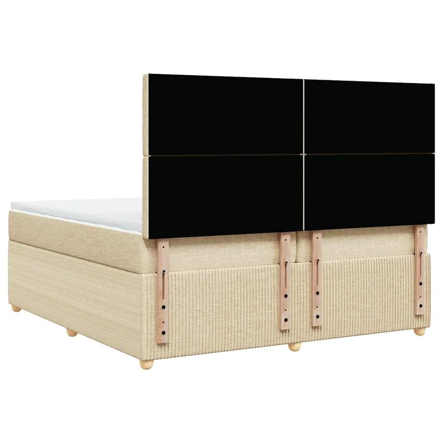 Sommier à lattes de lit avec matelas Crème 200x200 cm Tissu - 6