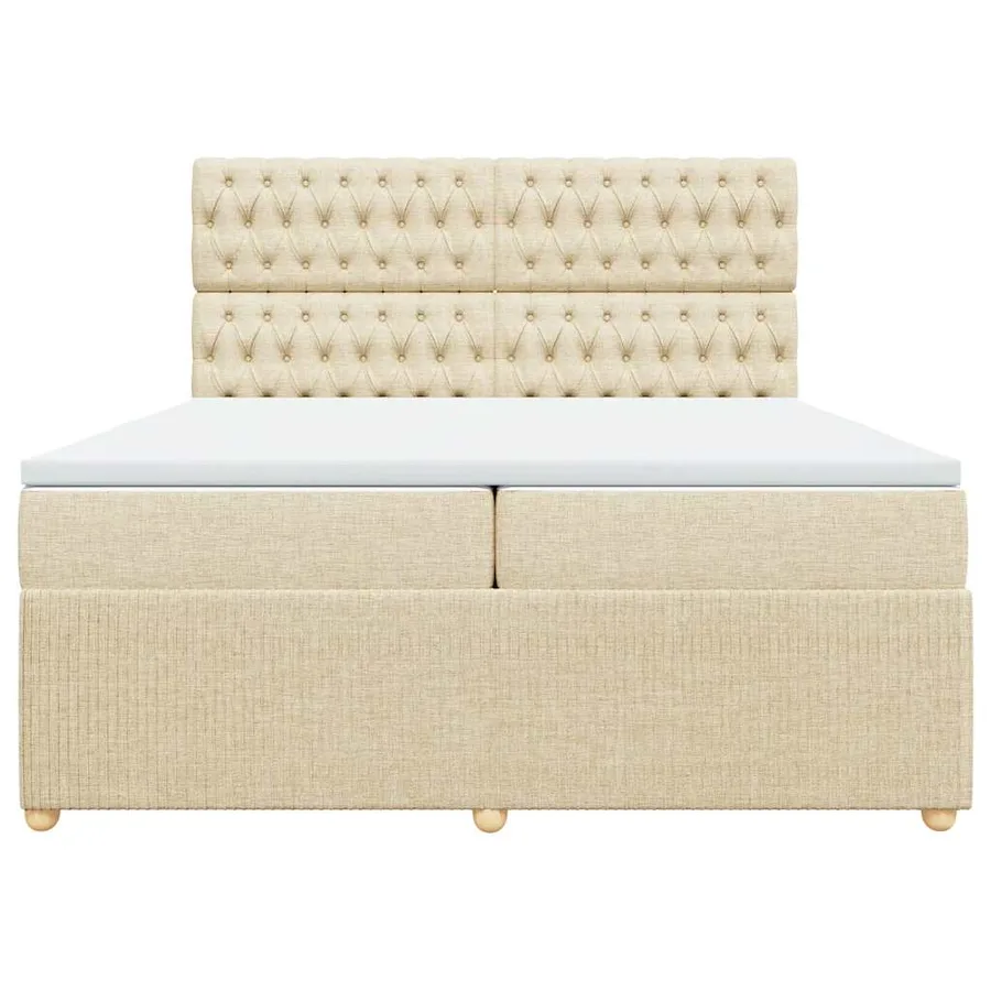 Sommier à lattes de lit avec matelas Crème 200x200 cm Tissu - 4
