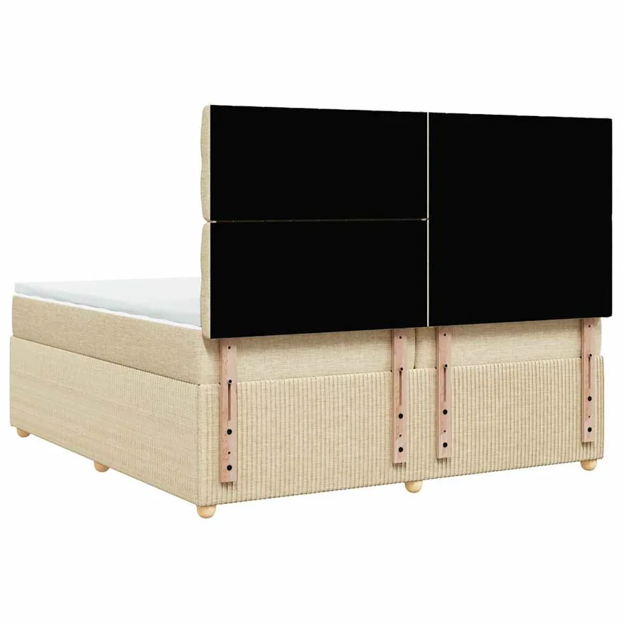 Sommier à lattes de lit avec matelas Crème 200x200 cm Tissu - 6
