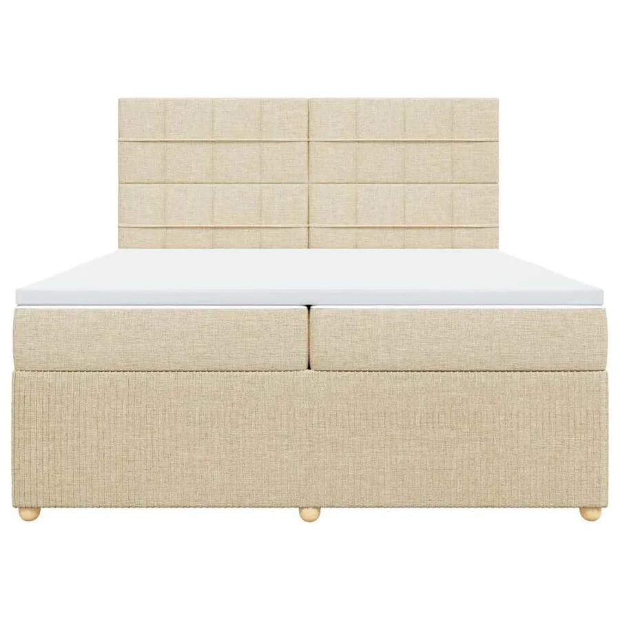 Sommier à lattes de lit avec matelas Crème 200x200 cm Tissu - 4