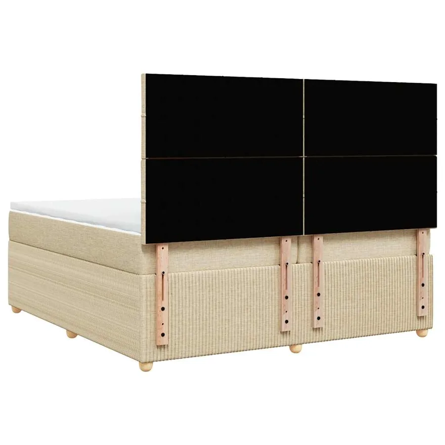 Sommier à lattes de lit avec matelas Crème 200x200 cm Tissu - 6
