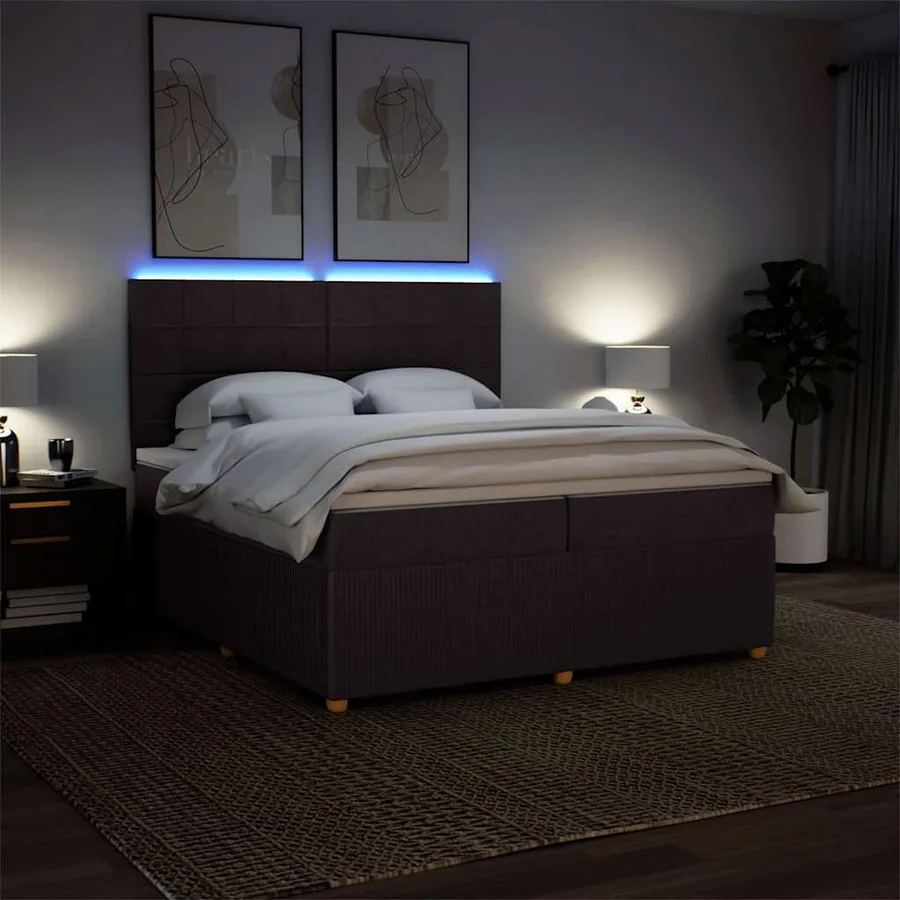 Sommier à lattes de lit avec matelas Marron foncé 200x200 cm - 4