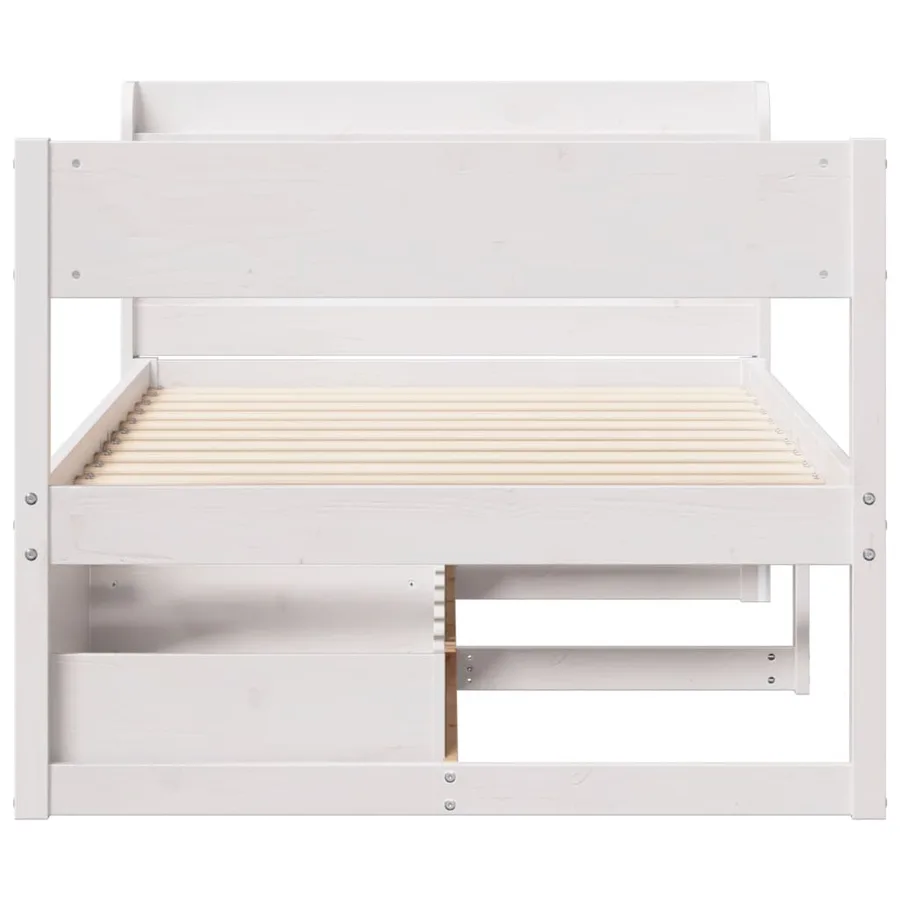 Cadre de lit sans matelas blanc 100x200 cm bois de pin massif - 4