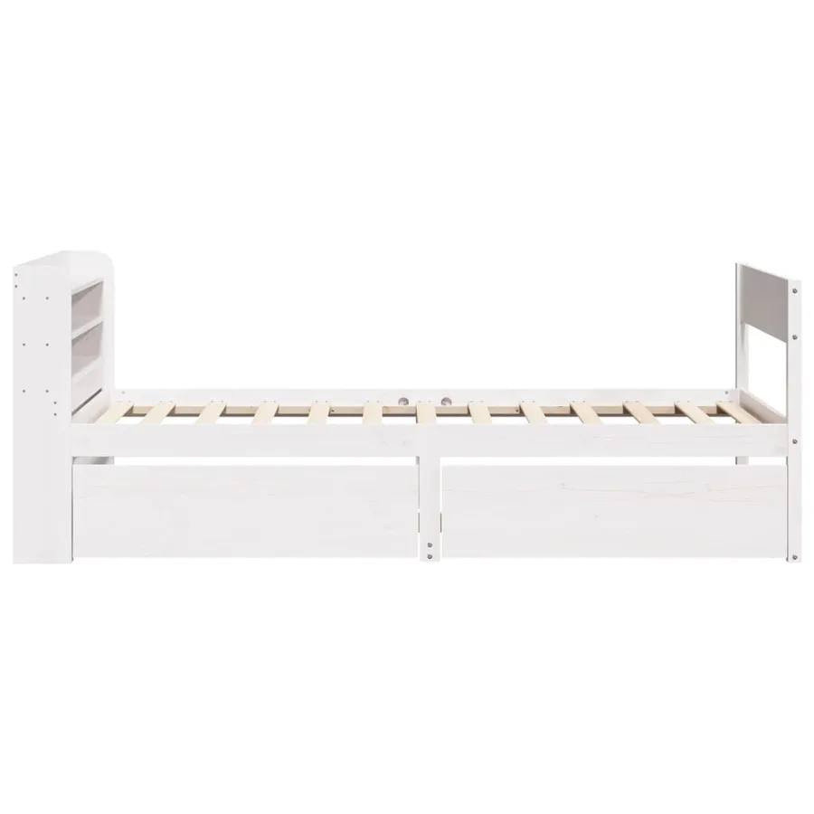 Cadre de lit sans matelas blanc 100x200 cm bois de pin massif - 7