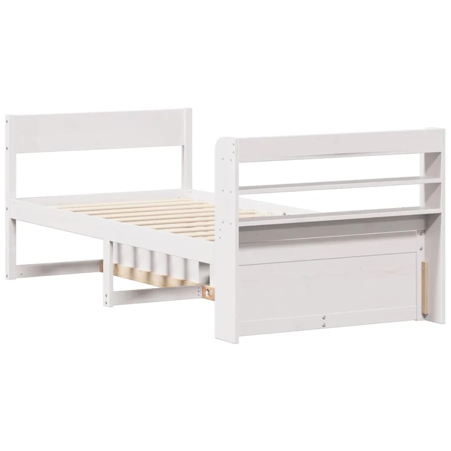 Cadre de lit sans matelas blanc 100x200 cm bois de pin massif - 8