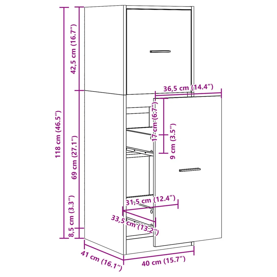 Armoire d'apothicaire blanc 40x41x118 cm bois d'ingénierie - 8