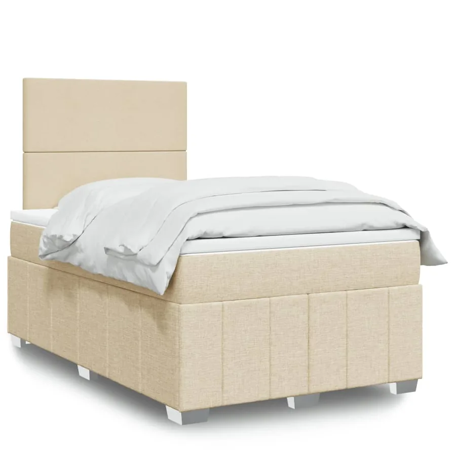Sommier à lattes de lit avec matelas Crème 120x200 cm Tissu