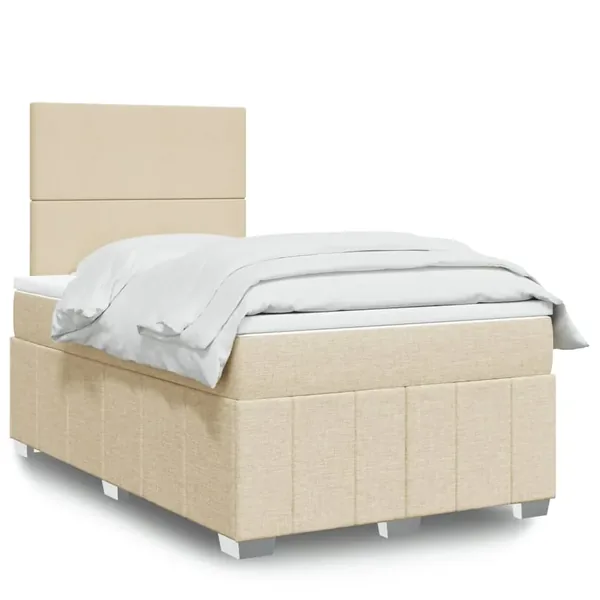 Sommier à lattes de lit avec matelas Crème 120x200 cm Tissu
