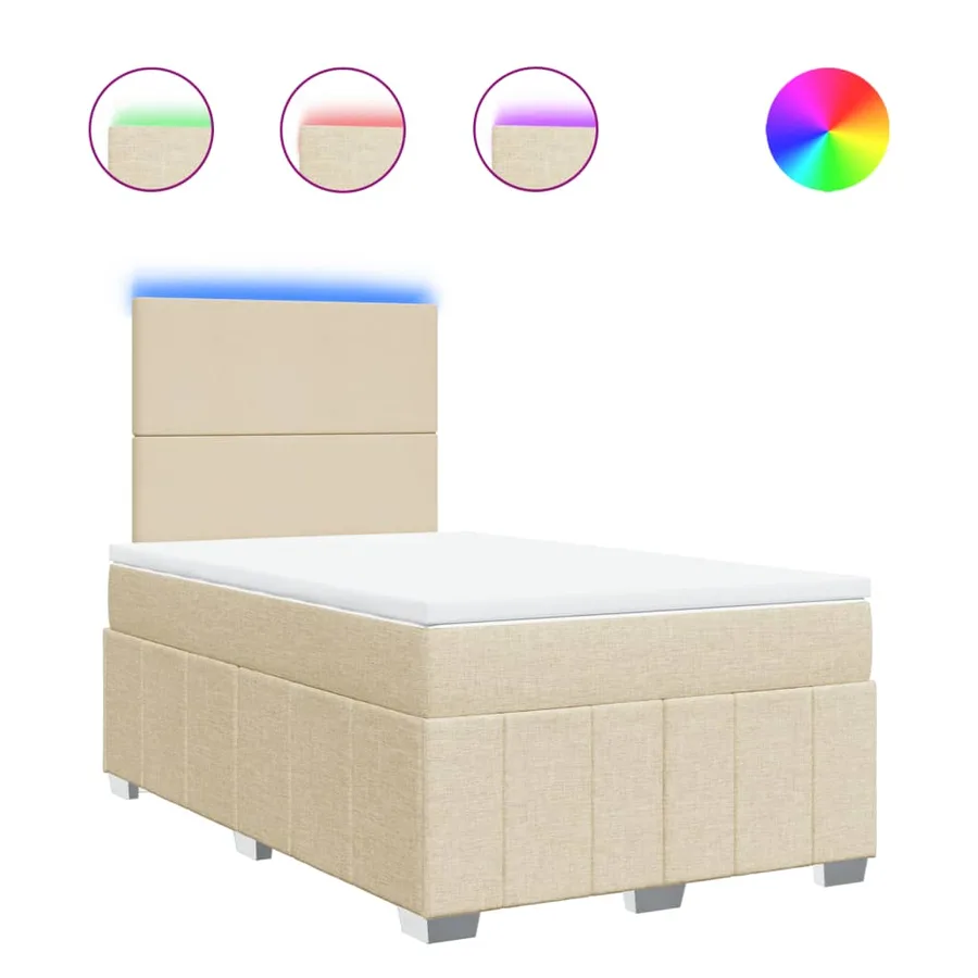Sommier à lattes de lit avec matelas Crème 120x200 cm Tissu - 2