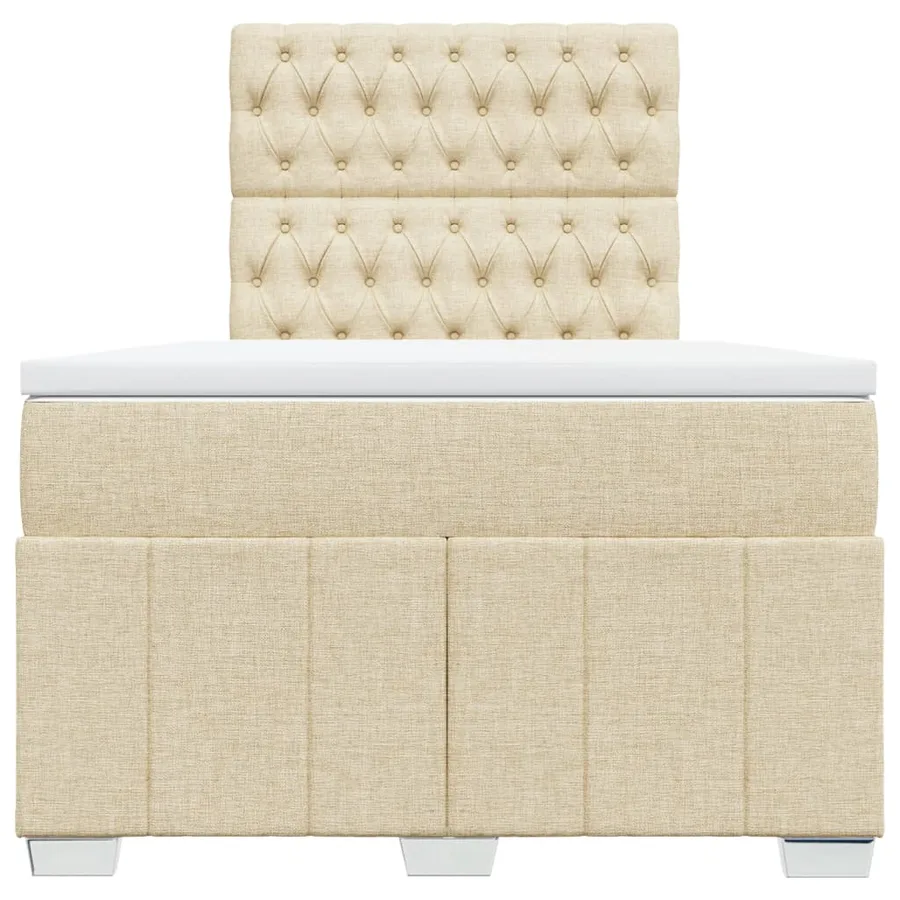 Sommier à lattes de lit avec matelas Crème 120x200 cm Tissu - 4
