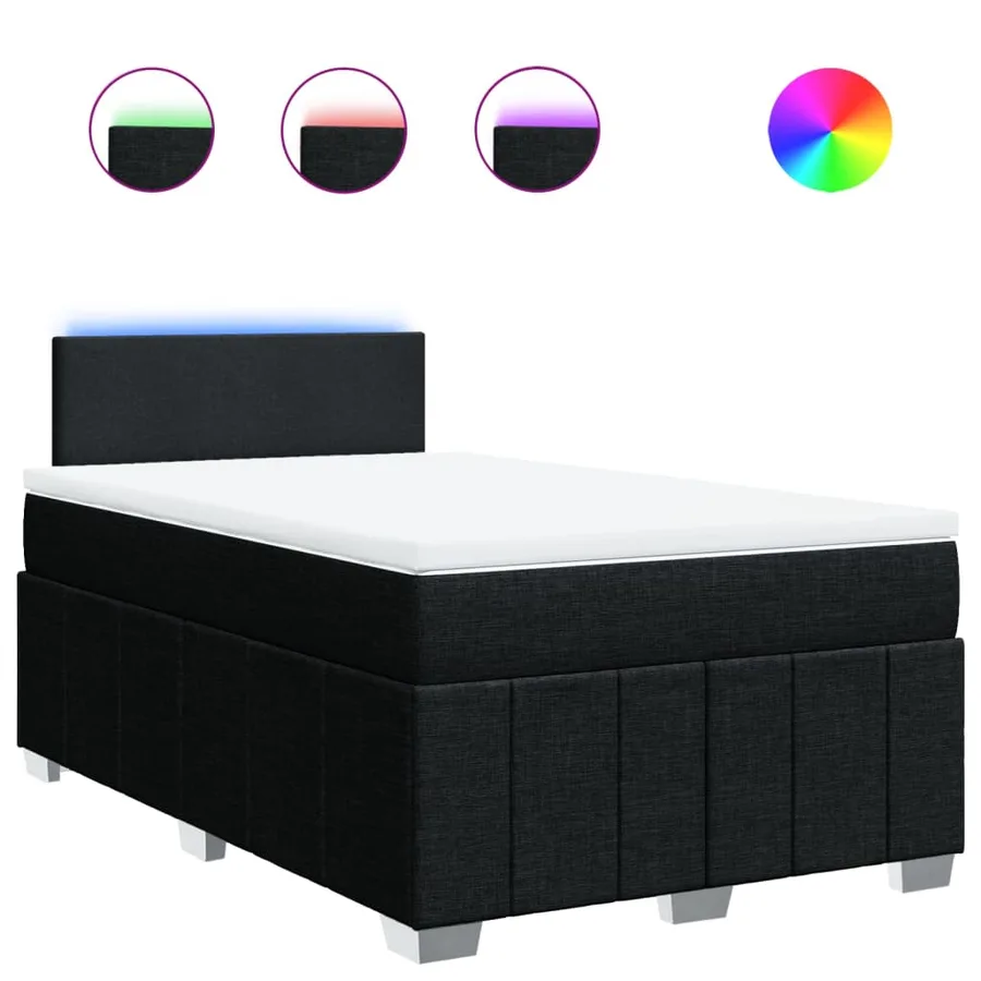 Sommier à lattes de lit avec matelas Noir 120x200 cm Tissu - 2