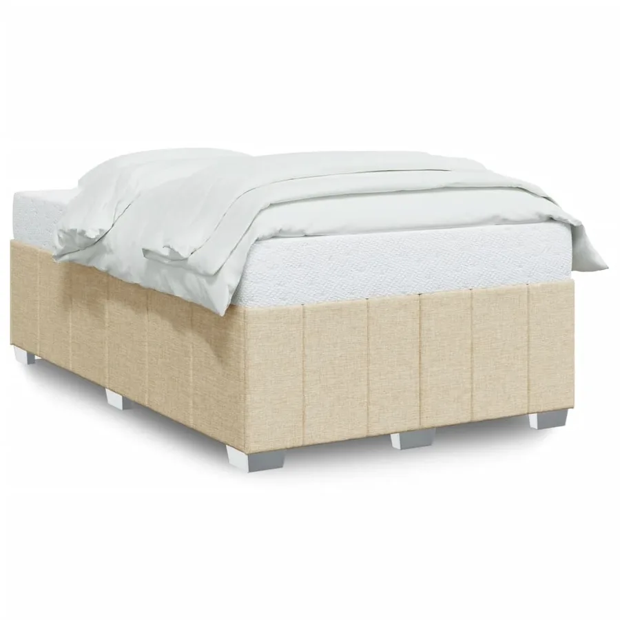 Cadre de lit sans matelas crème 120x200 cm tissu - 2