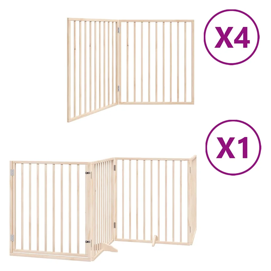 Barrière pour chien porte pliable 12 panneaux bois de peuplier - 2