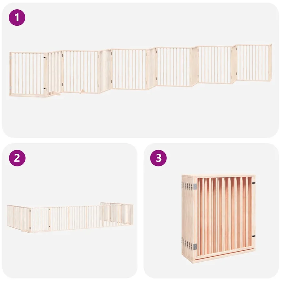 Barrière pour chien porte pliable 12 panneaux bois de peuplier - 6